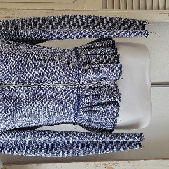 Rebecca Taylor tweed fringed full front zip peplum jacket women's size 6 - Picture 4 of 13